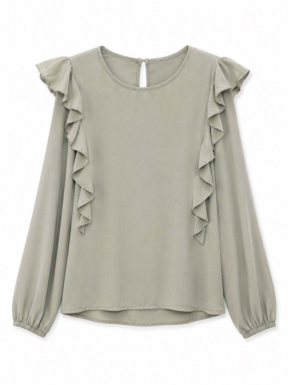 Sage Cold Shoulder Ruffle Blouse